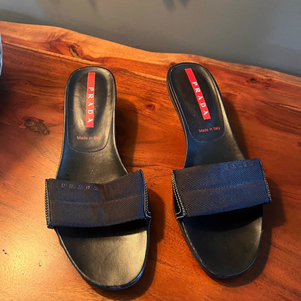 Prada Black Slide Sandals